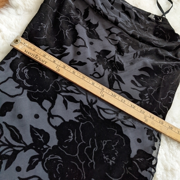 PARKER floral velvet burnout black Mini dress cowl neck 4 small - Picture 11 of 13
